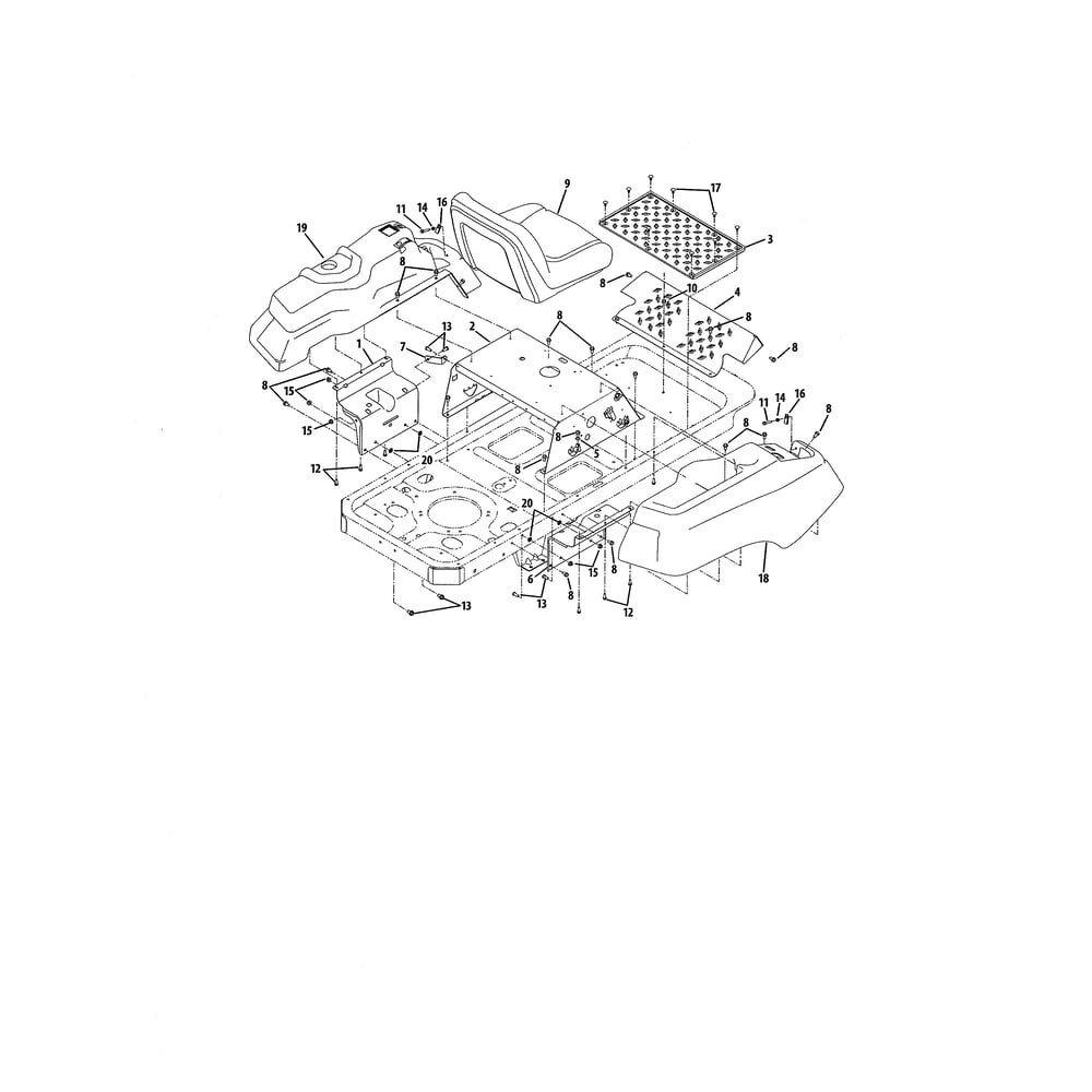 Operator's Platform Diagram and Parts List for 17WI2ACK056  Cub Cadet Lawn Tractor